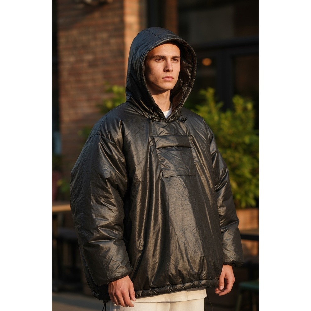 Yeezy Gap Engineered by Balenciaga Black Oversized Padded‎ Puffer Poncho XXL